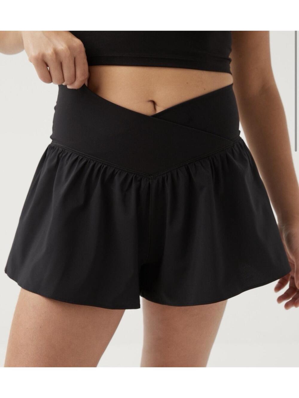 OFFLINE by Aerie Real Me Crossover Flowy Shorts Black XS XSmall NWT